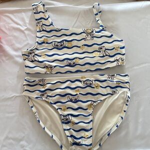 Cat & Jack Blue and White Stitch Bikini Set size 10/12